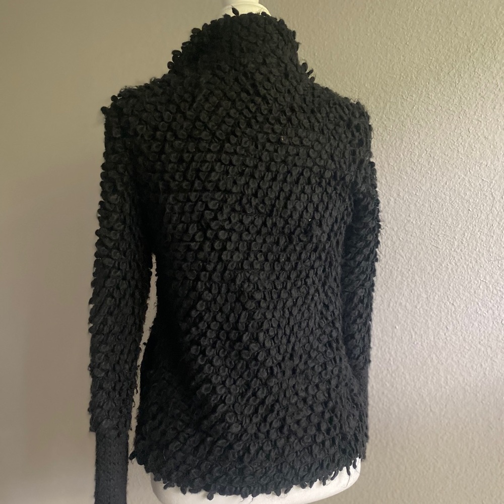 Iro Caty Popcorn Knit Jacket Size 0 Black Boucle … - image 4